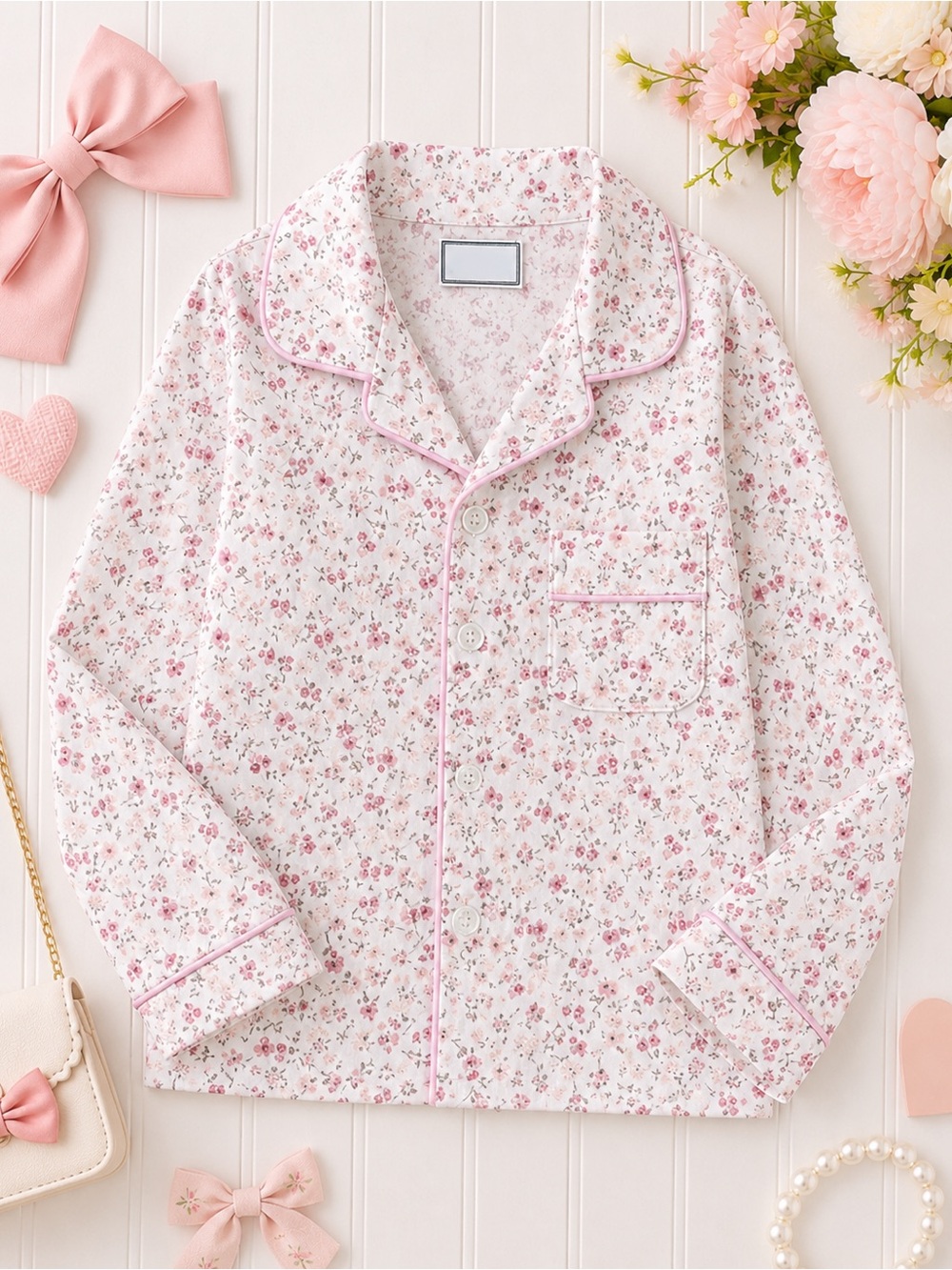 Petite Plume Dorset Floral Pajama Set Girls Size 5 Pink Floral NWT - Picture 2 of 5